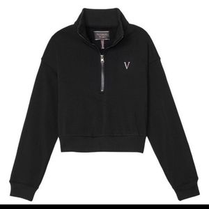 Victoria Secret sweatshirt jacket half-zip pull-over cozy black new with tags
